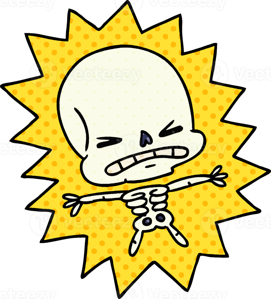 hand drawn cartoon of a scary skeleton png