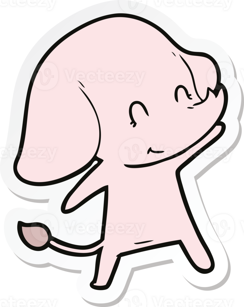sticker of a cute cartoon elephant png