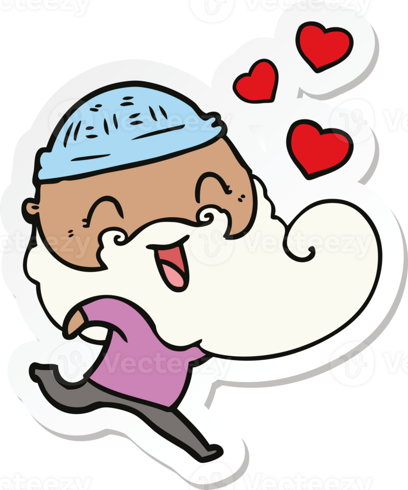 sticker of a happy bearded man in love png