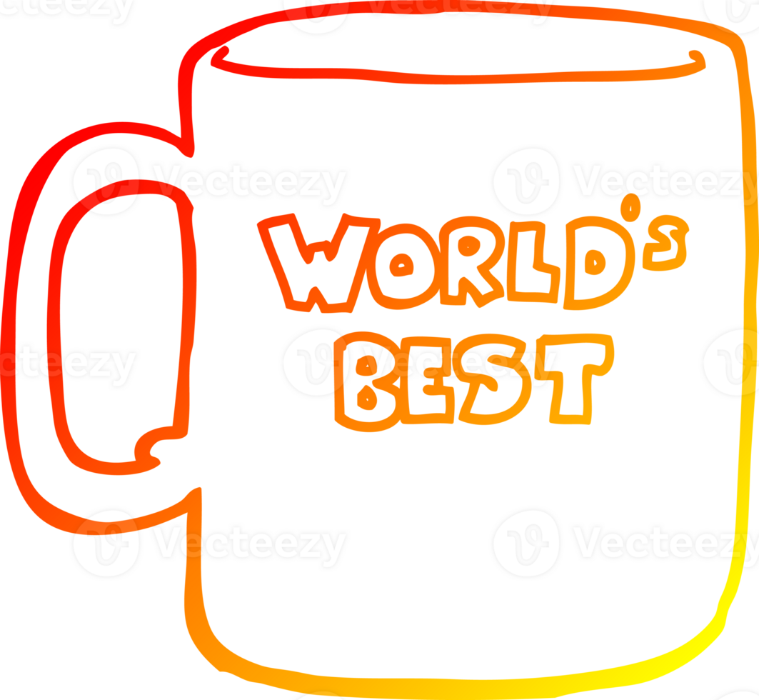 warm gradient line drawing of a worlds best mug png