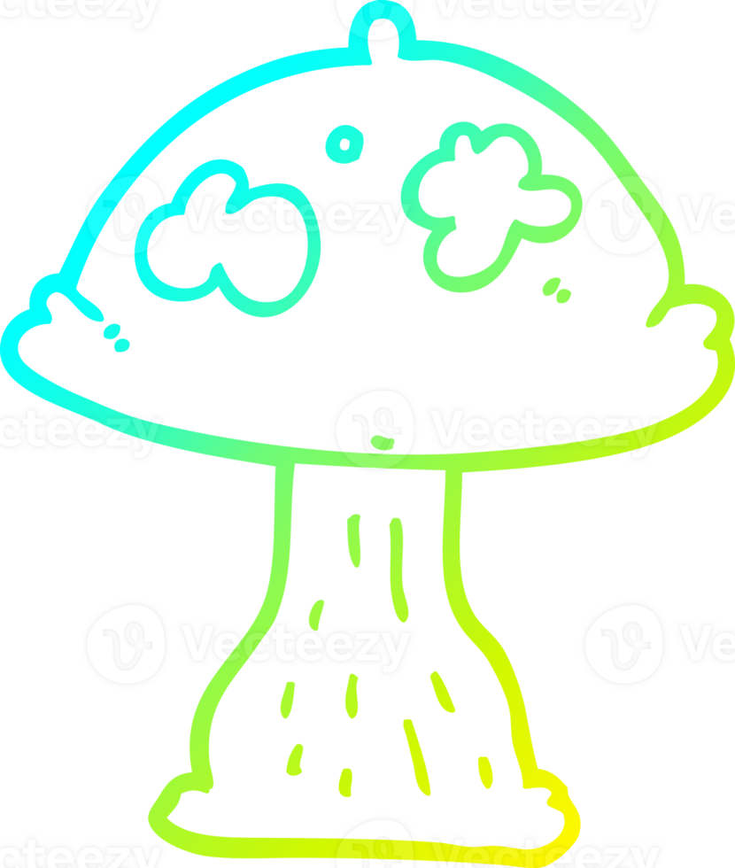 cold gradient line drawing of a cartoon mushroom png