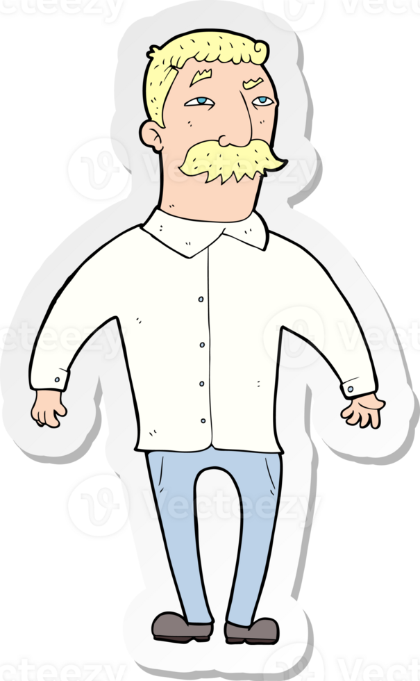 sticker of a cartoon man with mustache png