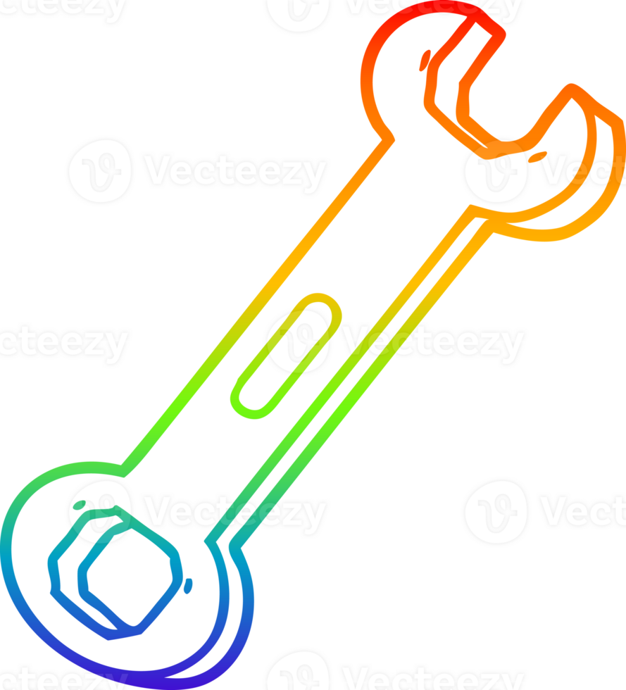 rainbow gradient line drawing of a cartoon spanner png