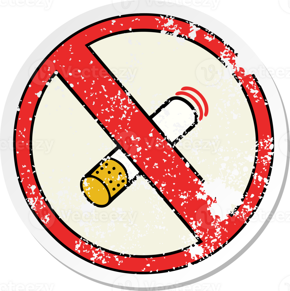 distressed sticker of a cute cartoon no smoking allowed sign png