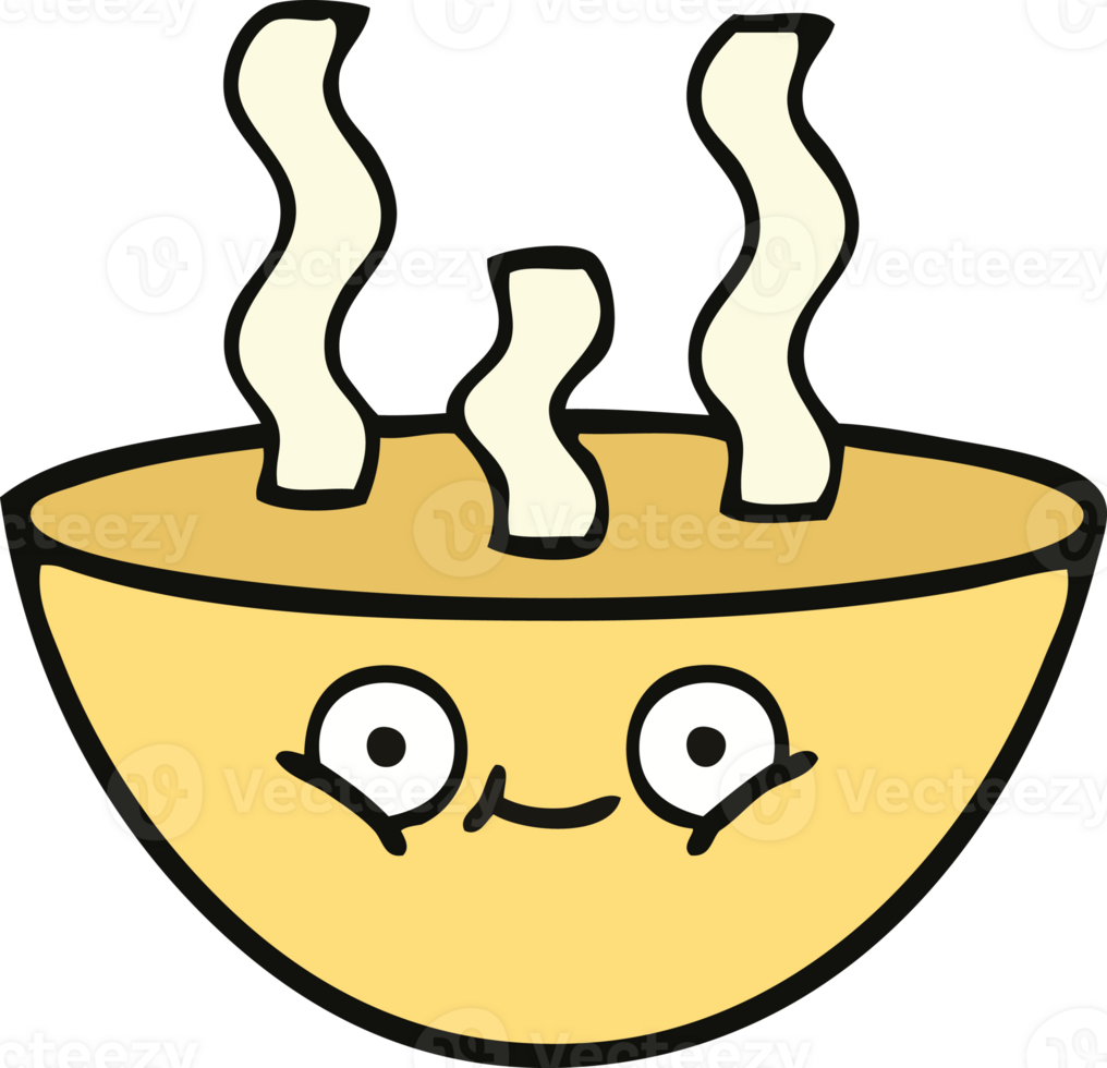 cute cartoon of a bowl of hot soup png