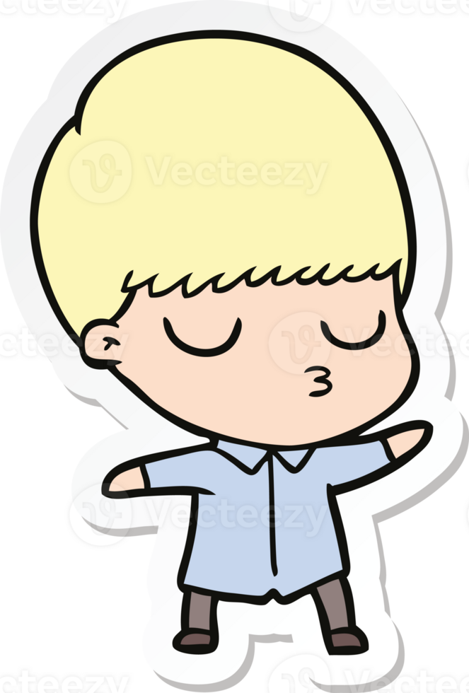 sticker of a cartoon calm boy png