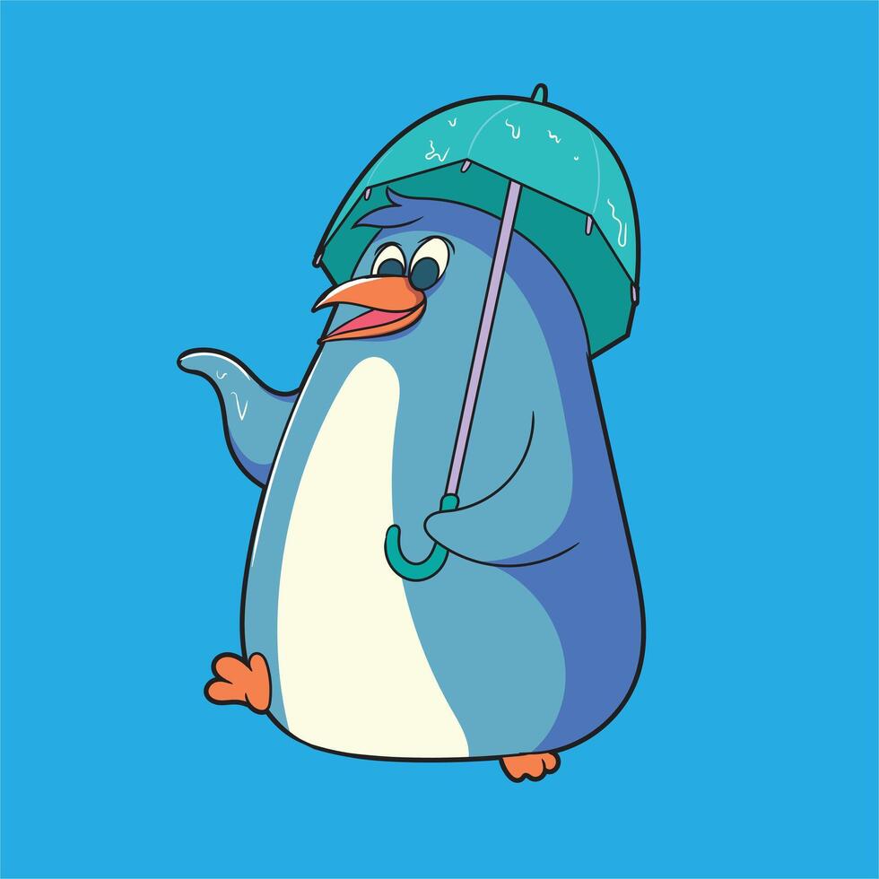 un pingüino con un paraguas ese dice pingüino en eso vector