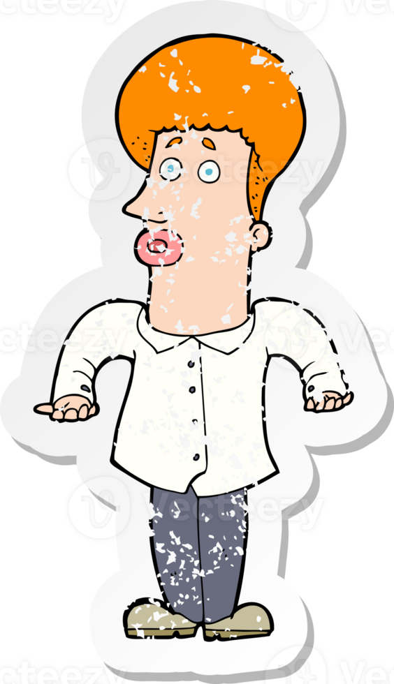 retro distressed sticker of a cartoon office guy png