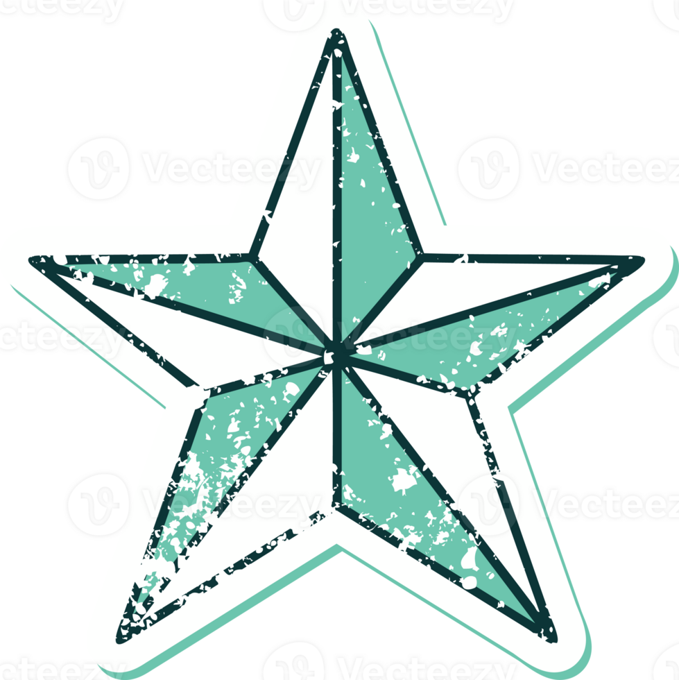 iconic distressed sticker tattoo style image of a star png