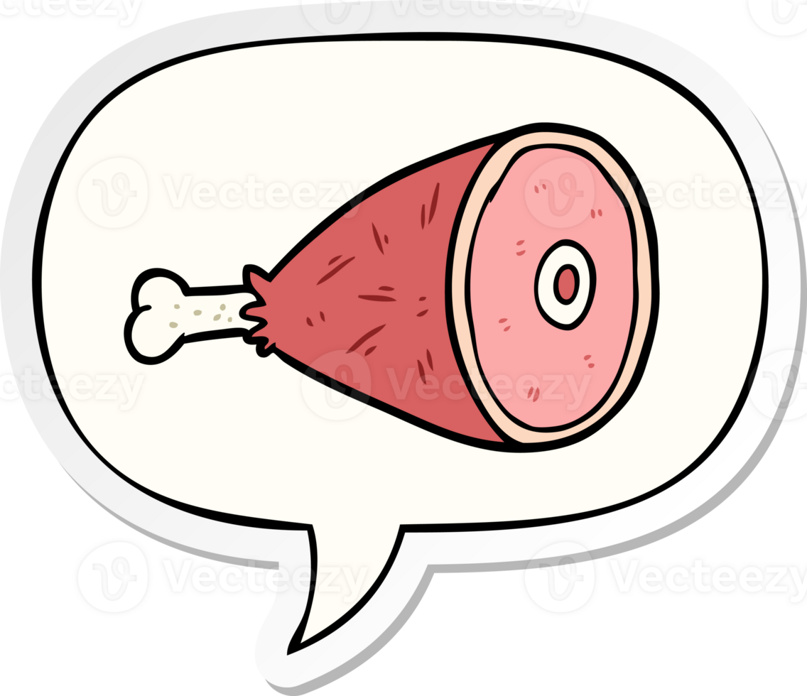 cooked cartoon leg of meat with speech bubble sticker png