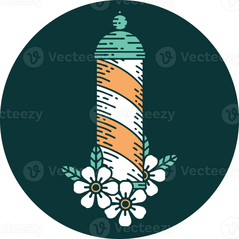 imagen icónica de estilo tatuaje de un poste de barbero png