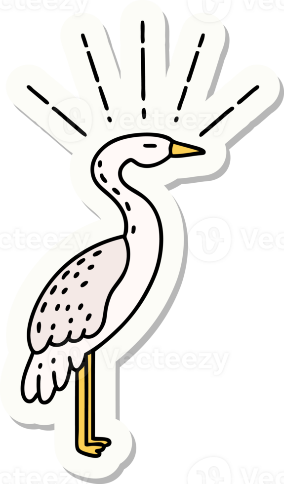 sticker of a tattoo style standing stork png