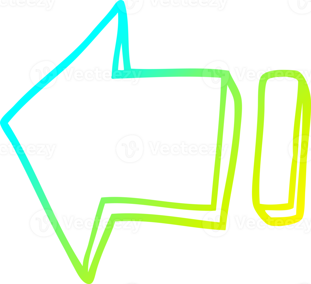 cold gradient line drawing of a cartoon pointing arrow png