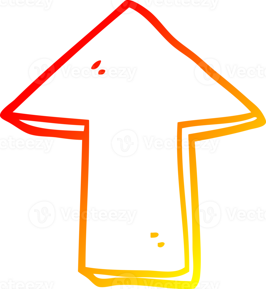 warm gradient line drawing of a cartoon pointing arrow png