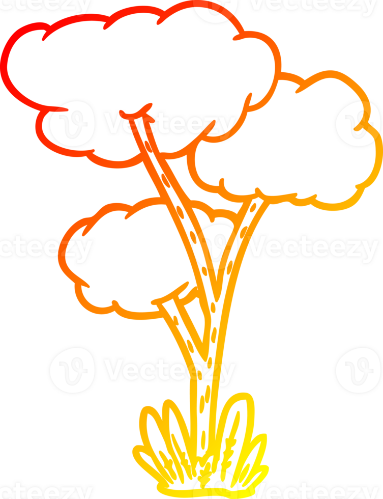 warm gradient line drawing of a Cartoon tree png