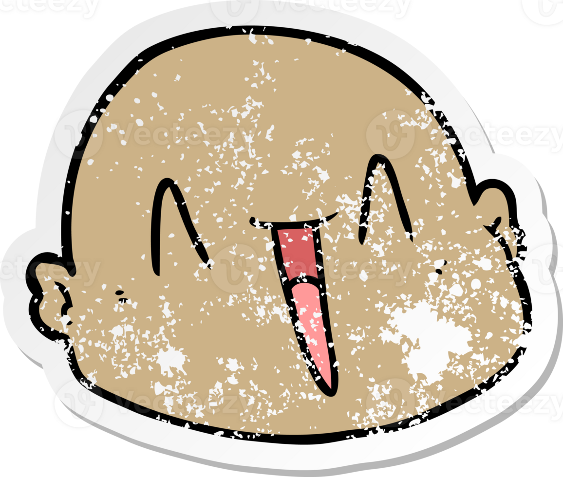 distressed sticker of a cartoon bald man png