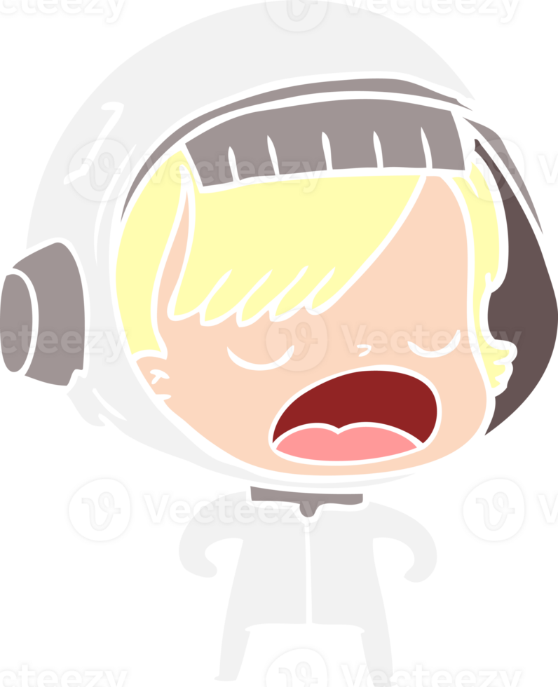 flat color style cartoon talking astronaut woman png