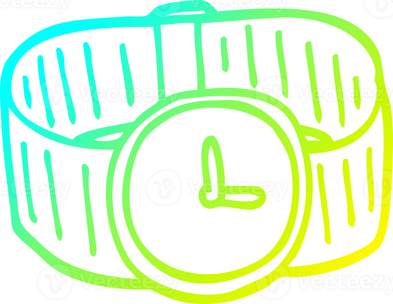 cold gradient line drawing of a cartoon gold wrist watch png