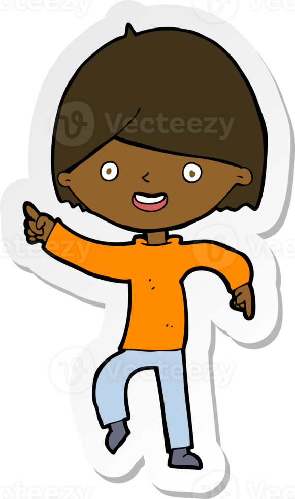 sticker of a cartoon man pointing png
