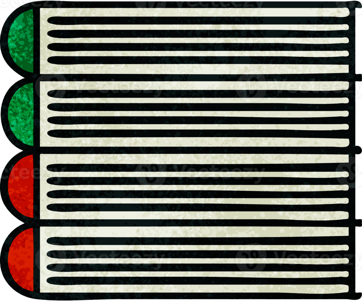 retro grunge texture cartoon of a stack of books png