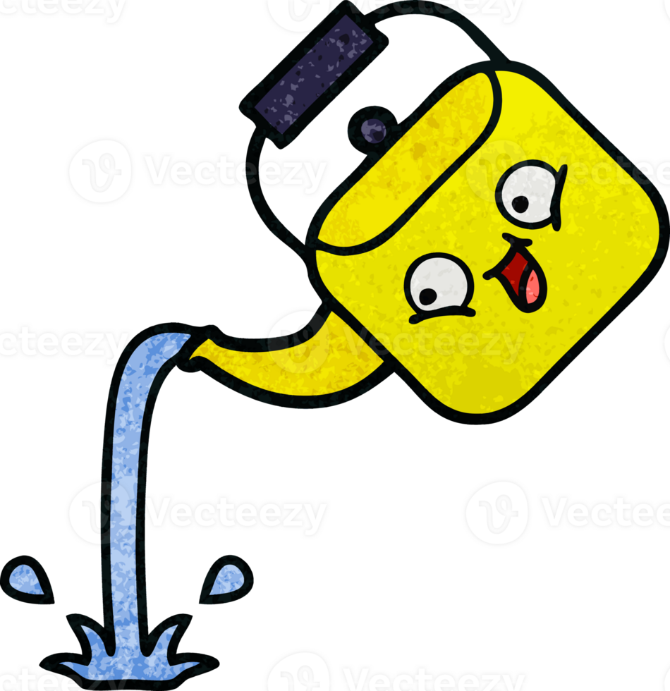 retro grunge texture cartoon of a pouring kettle png
