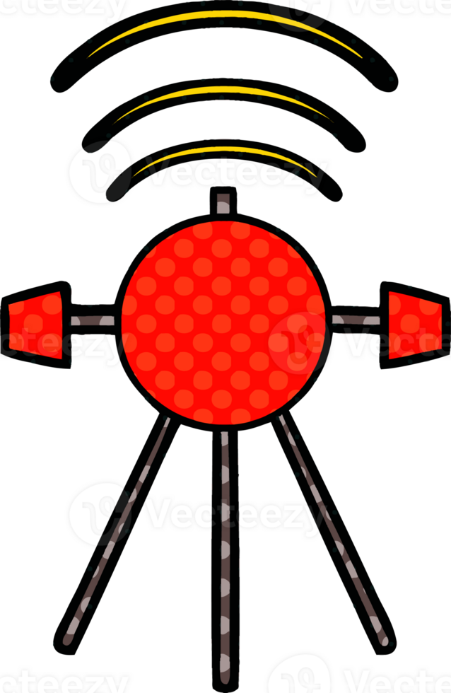 comic book style cartoon of a satellite png
