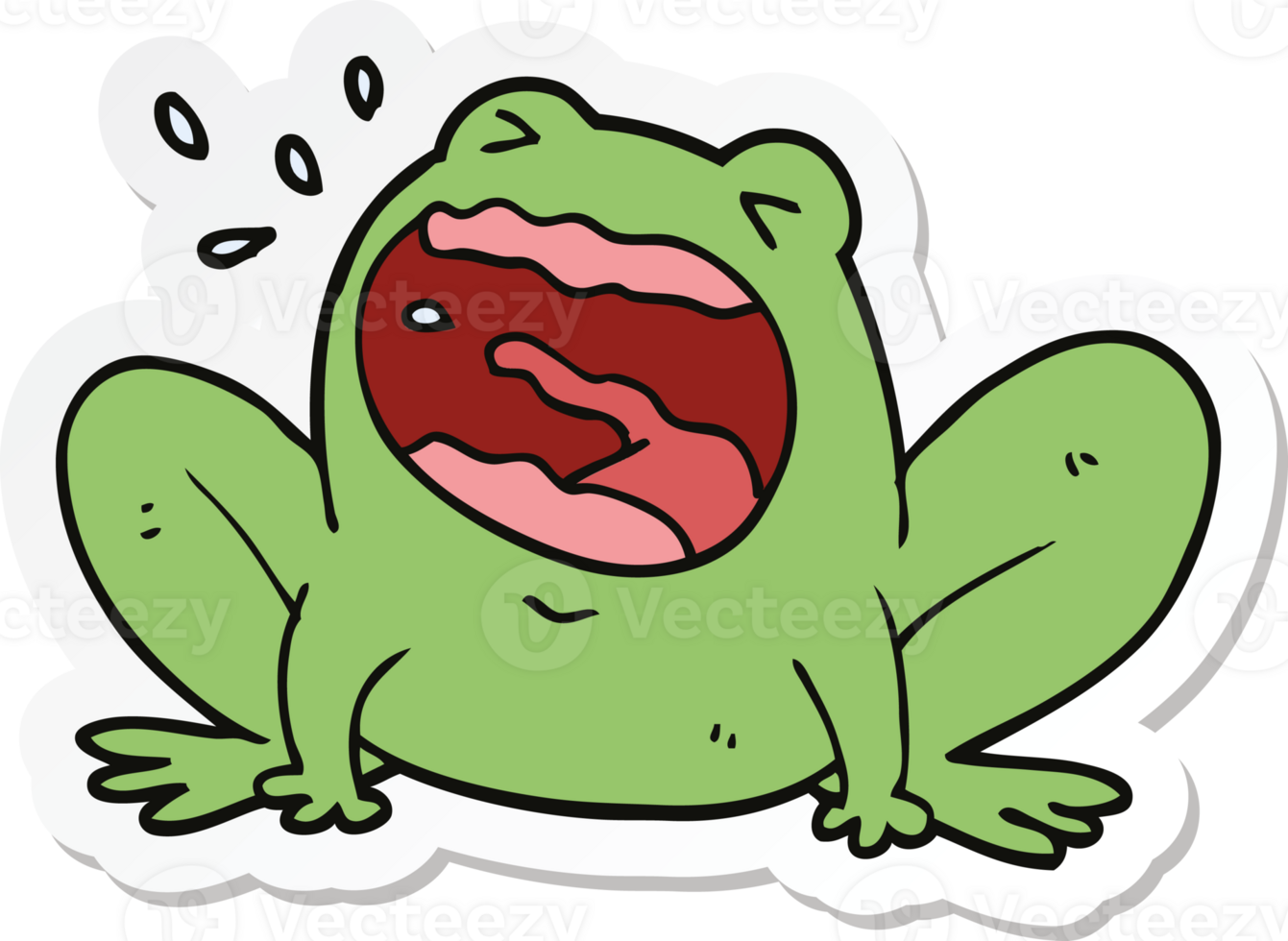 sticker of a cartoon frog shouting png