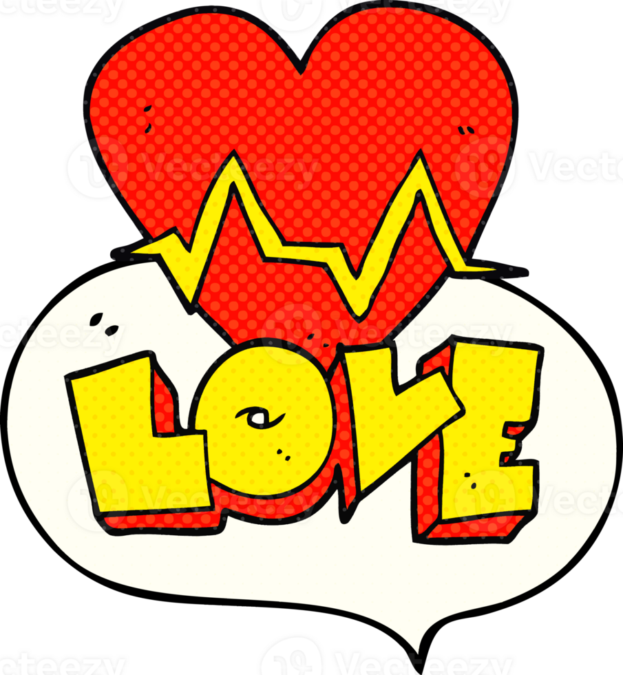 hand drawn comic book speech bubble cartoon heart rate pulse love symbol png