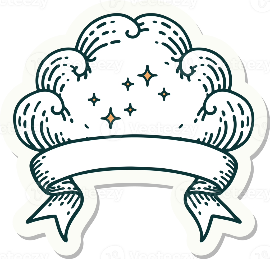 tattoo style sticker with banner of a cloud png