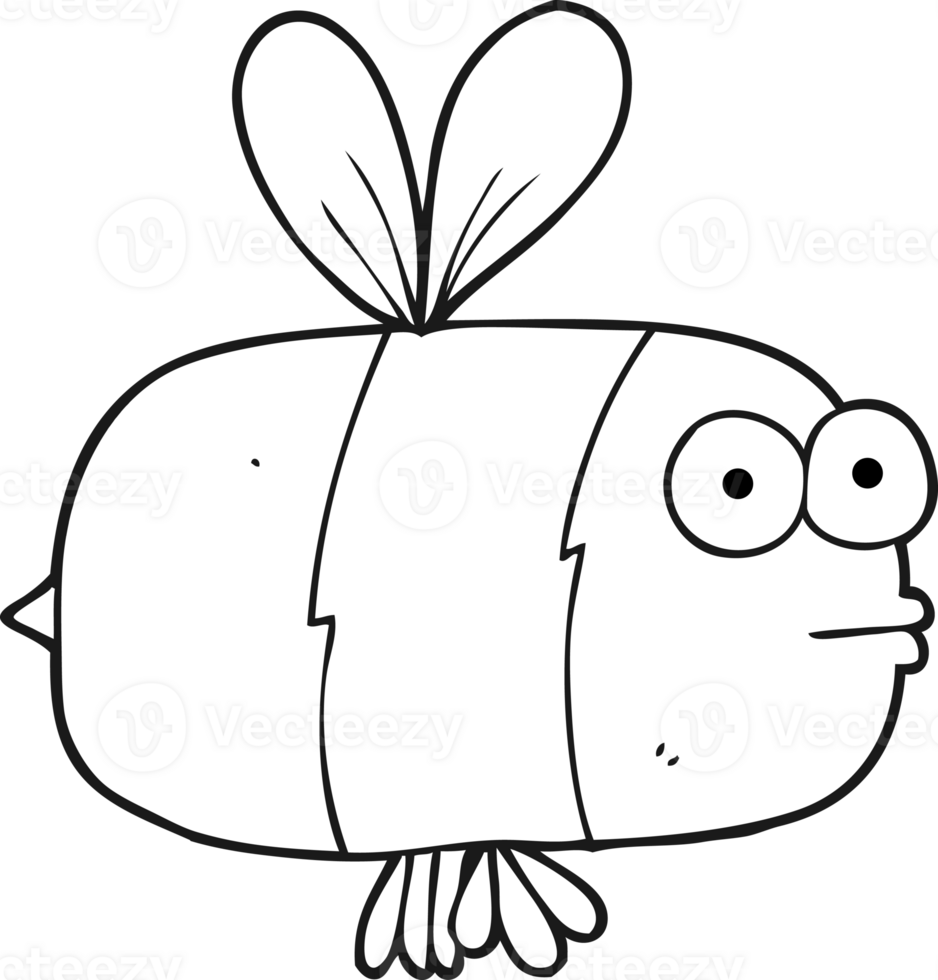 Hand gezeichnet schwarz und Weiß Karikatur Biene png