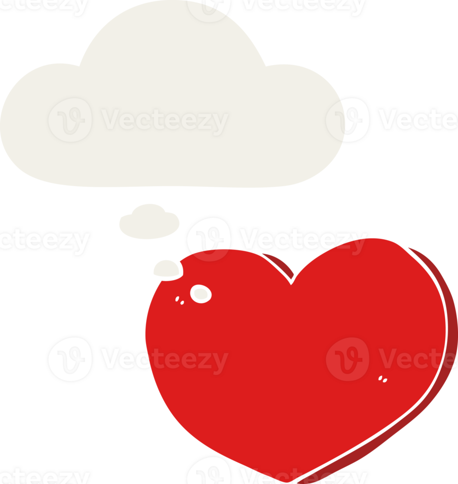 cartoon love heart with thought bubble in retro style png