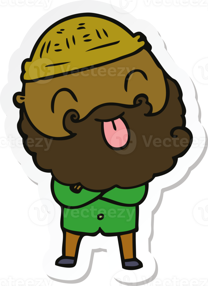 sticker of a man with beard sticking out tongue png