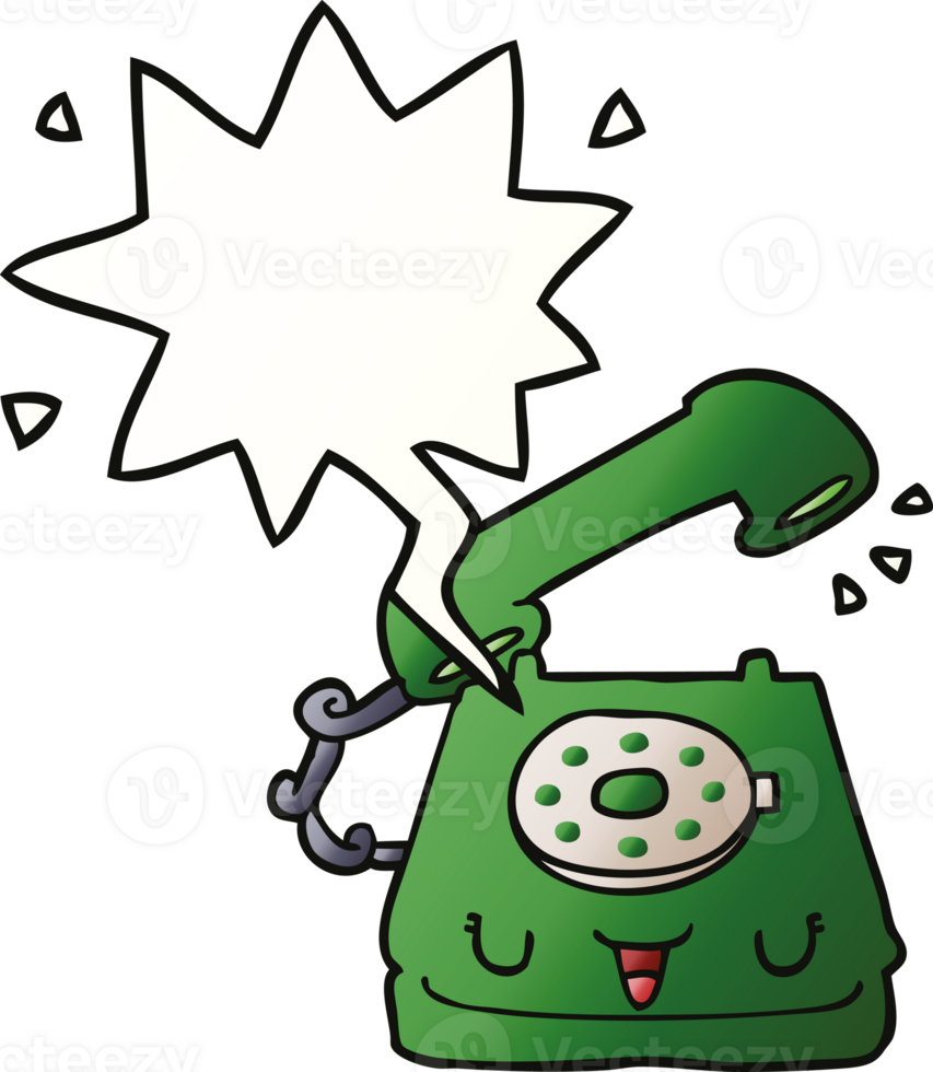 cute cartoon telephone with speech bubble in smooth gradient style png