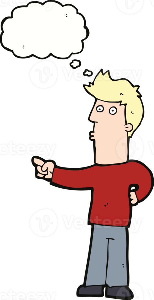 cartoon man pointing with thought bubble png
