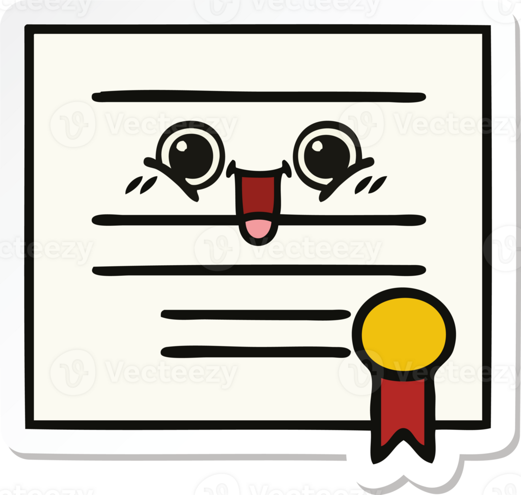 sticker of a cute cartoon graduation diploma png