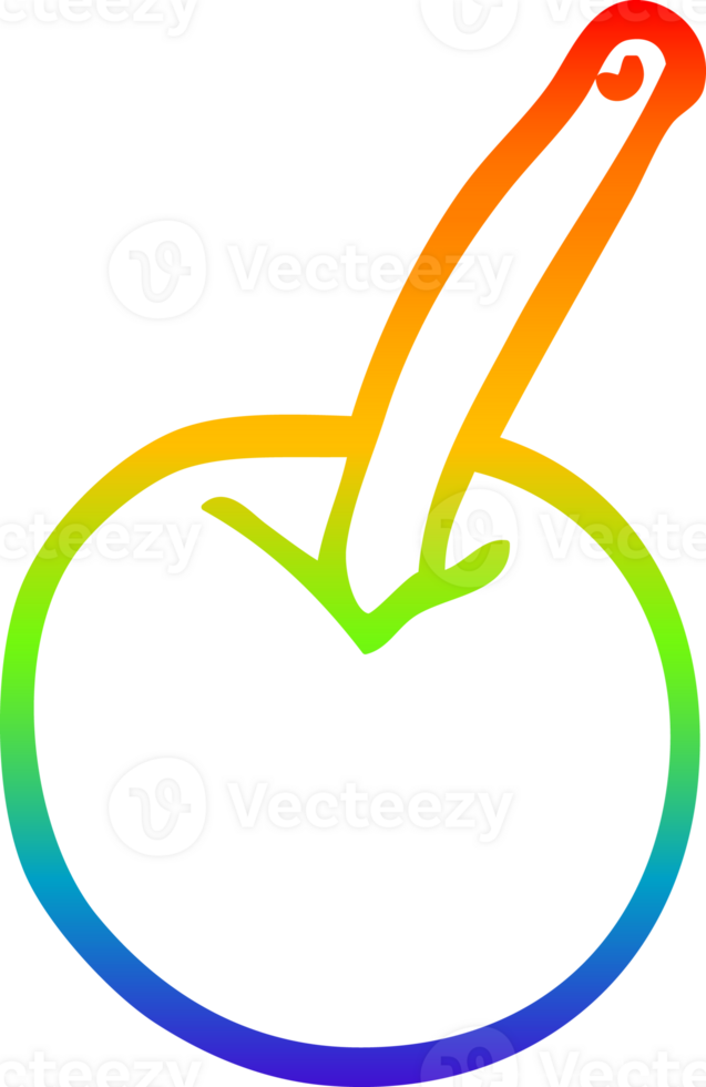 rainbow gradient line drawing of a cartoon cherry png