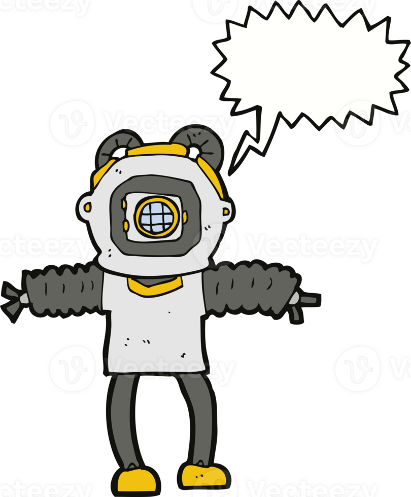 cartoon deep sea diver with speech bubble png