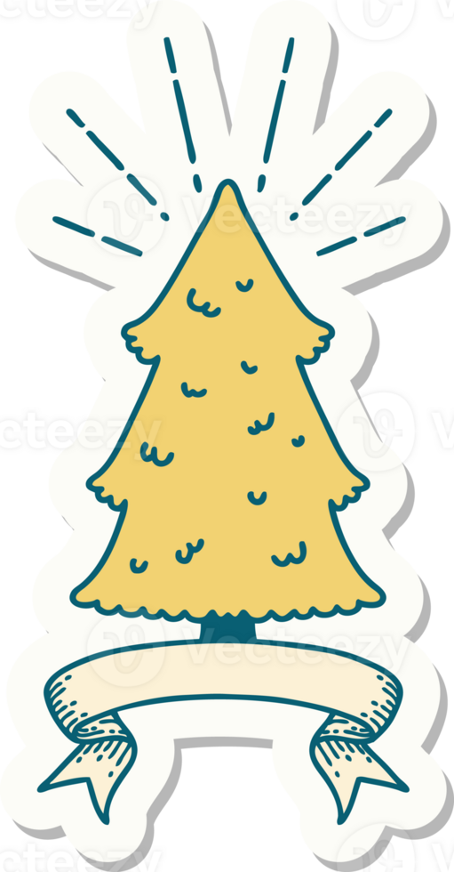 sticker of a tattoo style pine tree png