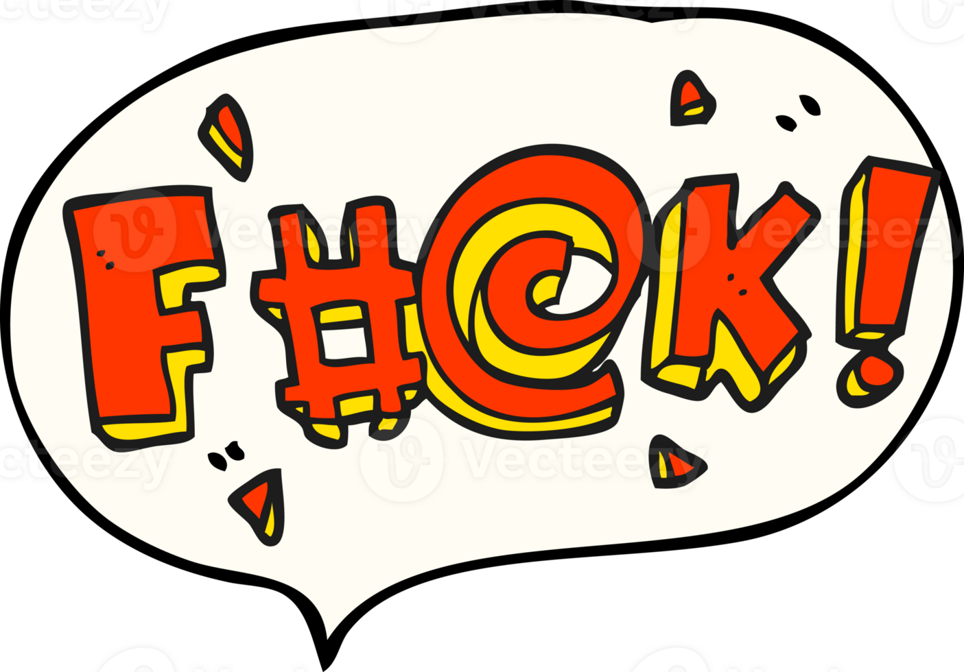hand drawn speech bubble cartoon swearword png