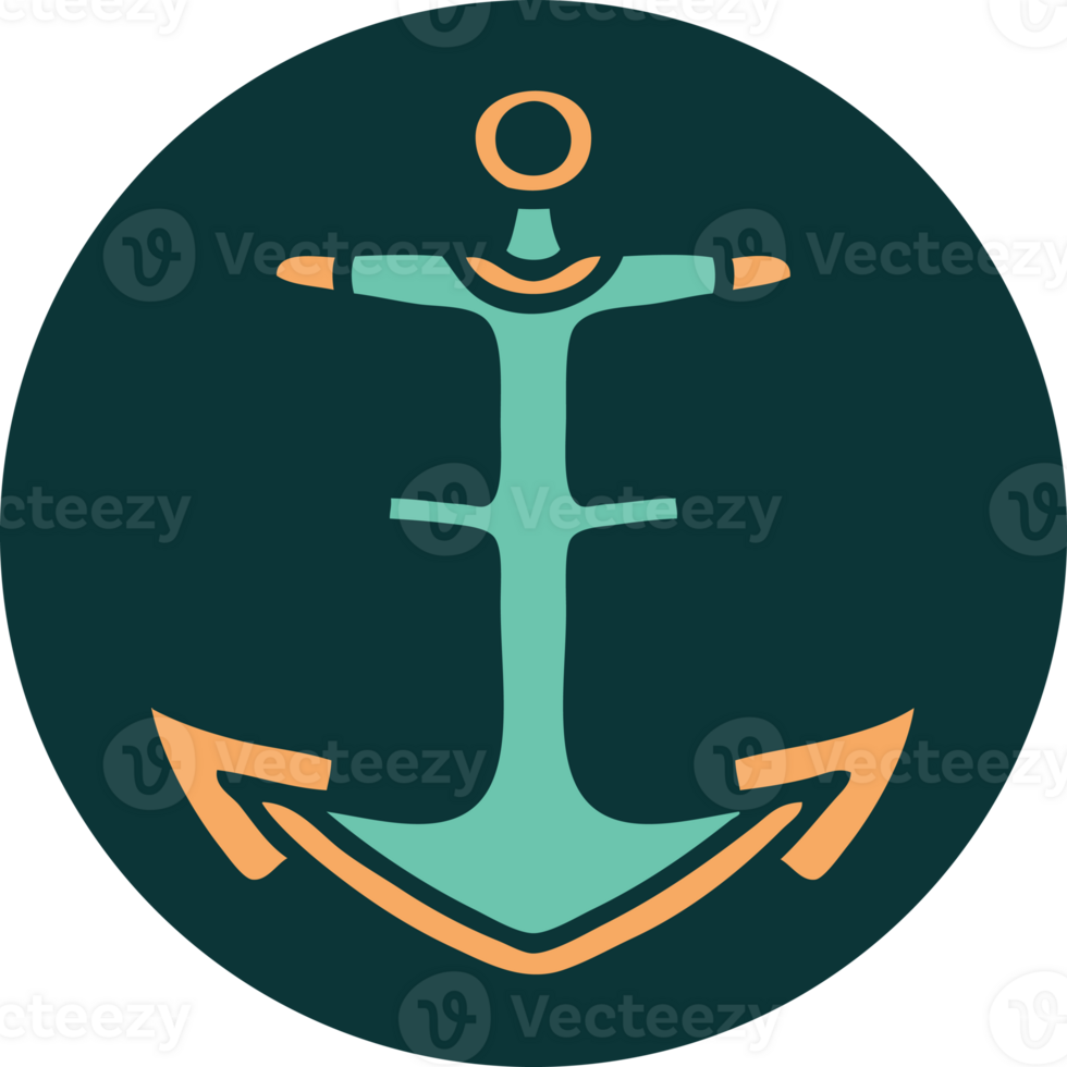 iconic tattoo style image of an anchor png