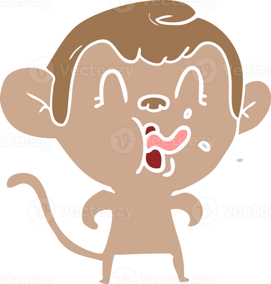 crazy flat color style cartoon monkey png