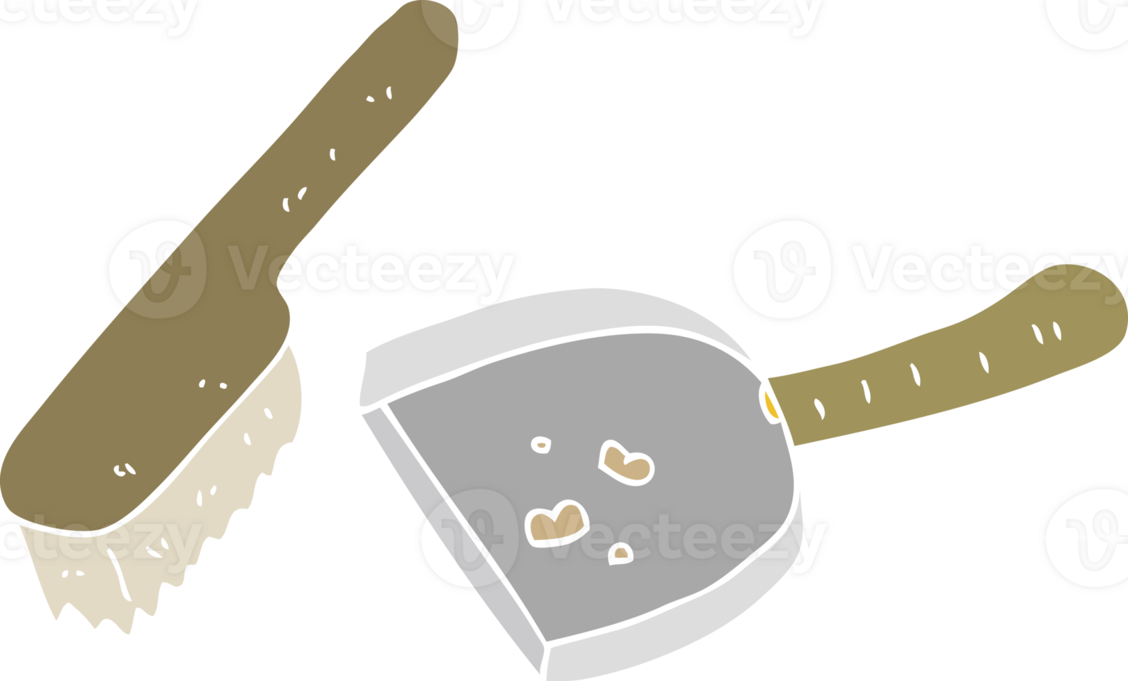 flat color illustration of dust pan and brush png