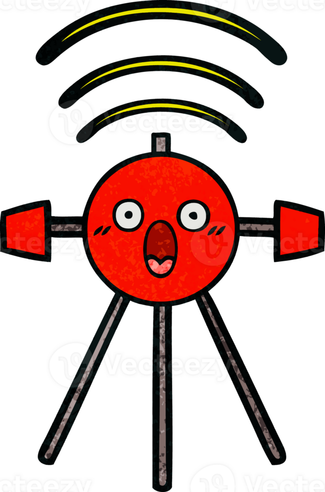 retro grunge texture cartoon of a satellite png