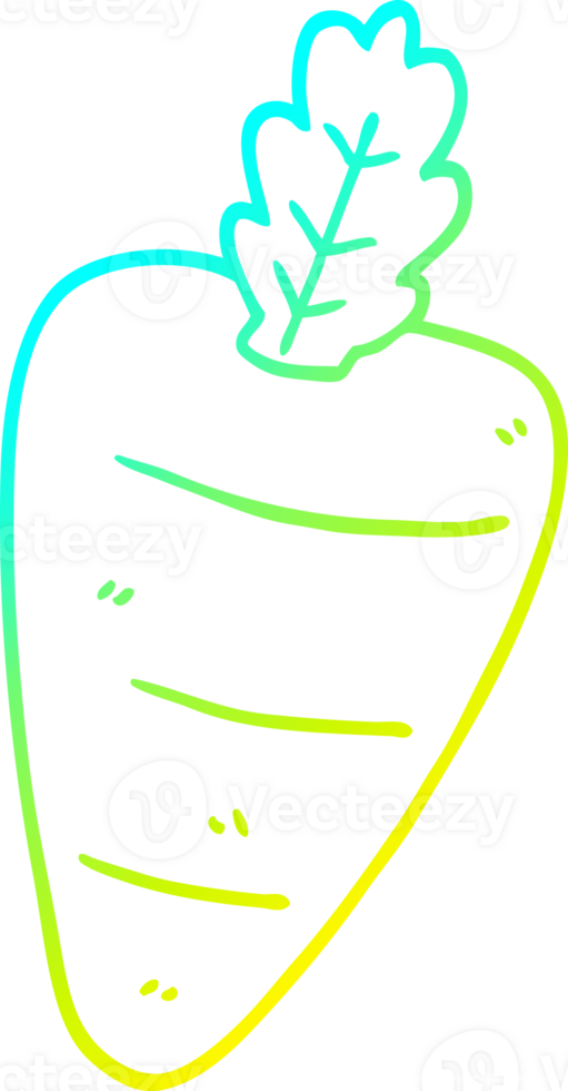 cold gradient line drawing of a cartoon carrot png