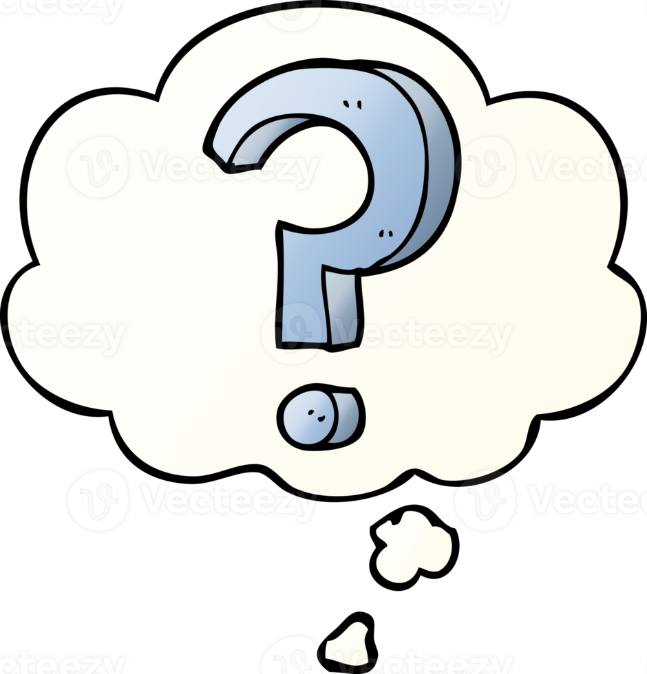 cartoon question mark with thought bubble in smooth gradient style png