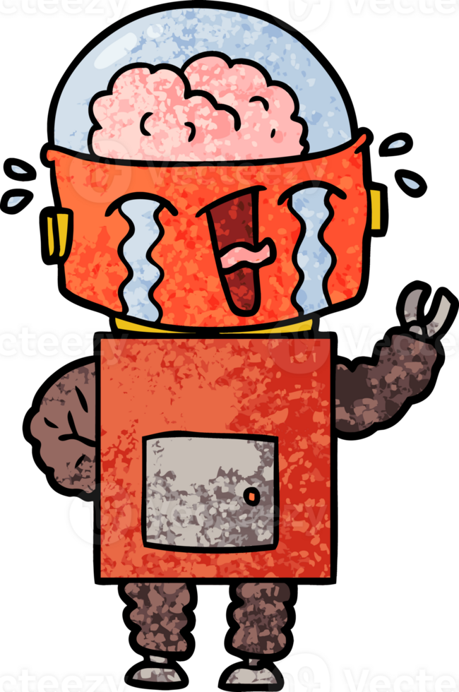 cartoon crying robot png