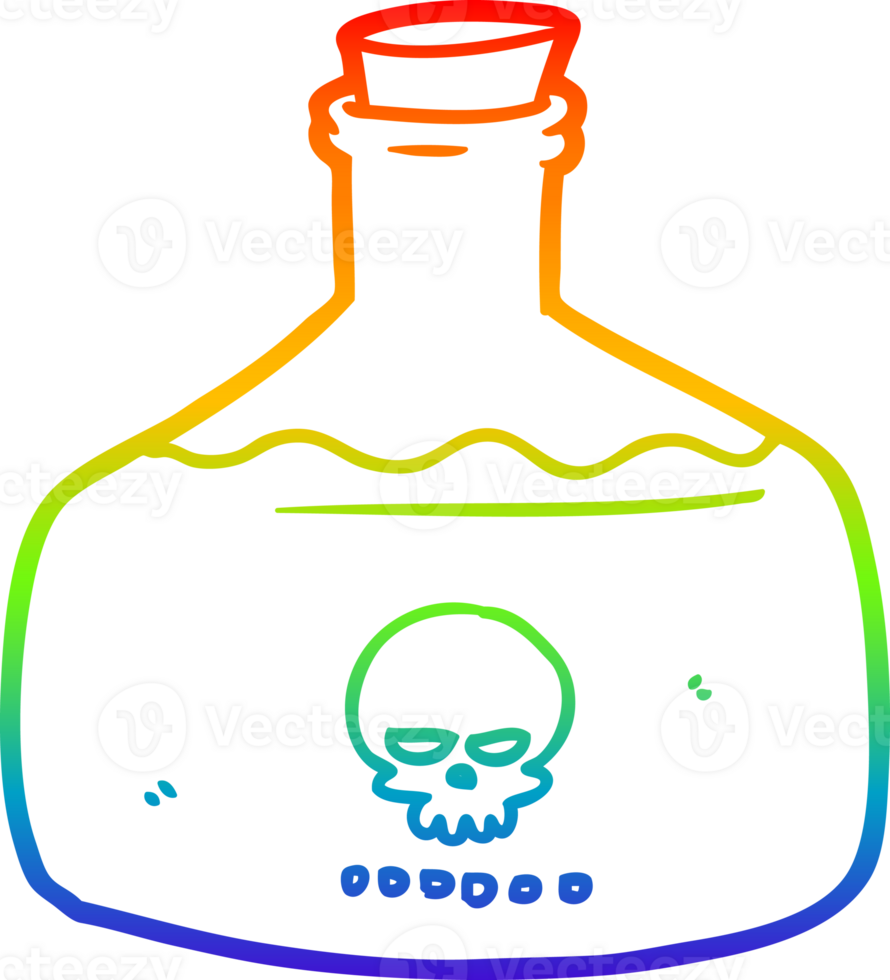 rainbow gradient line drawing of a cartoon vial of assassin poison png