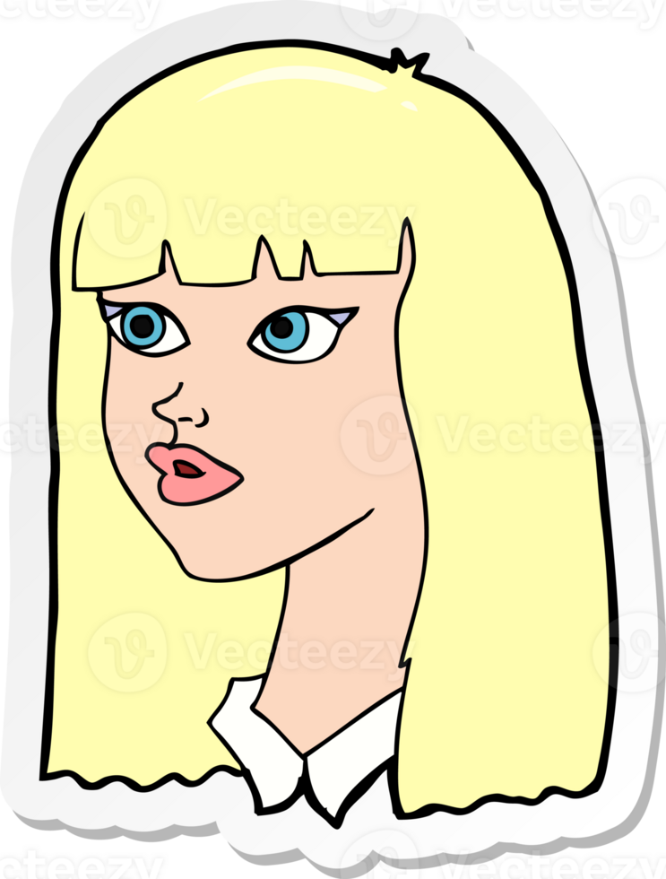 sticker of a cartoon pretty girl with long hair png