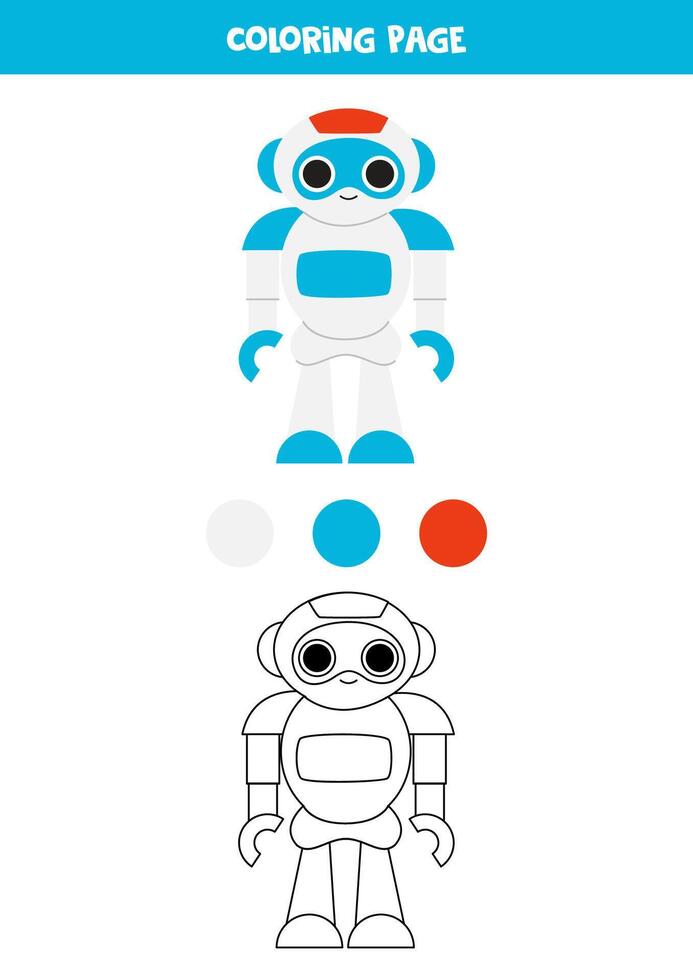 color linda dibujos animados juguete robot. hoja de cálculo para niños. vector