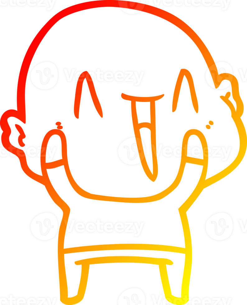 warm gradient line drawing of a happy cartoon bald man png